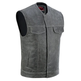 Slate Mens Leather Motorcycle Vest