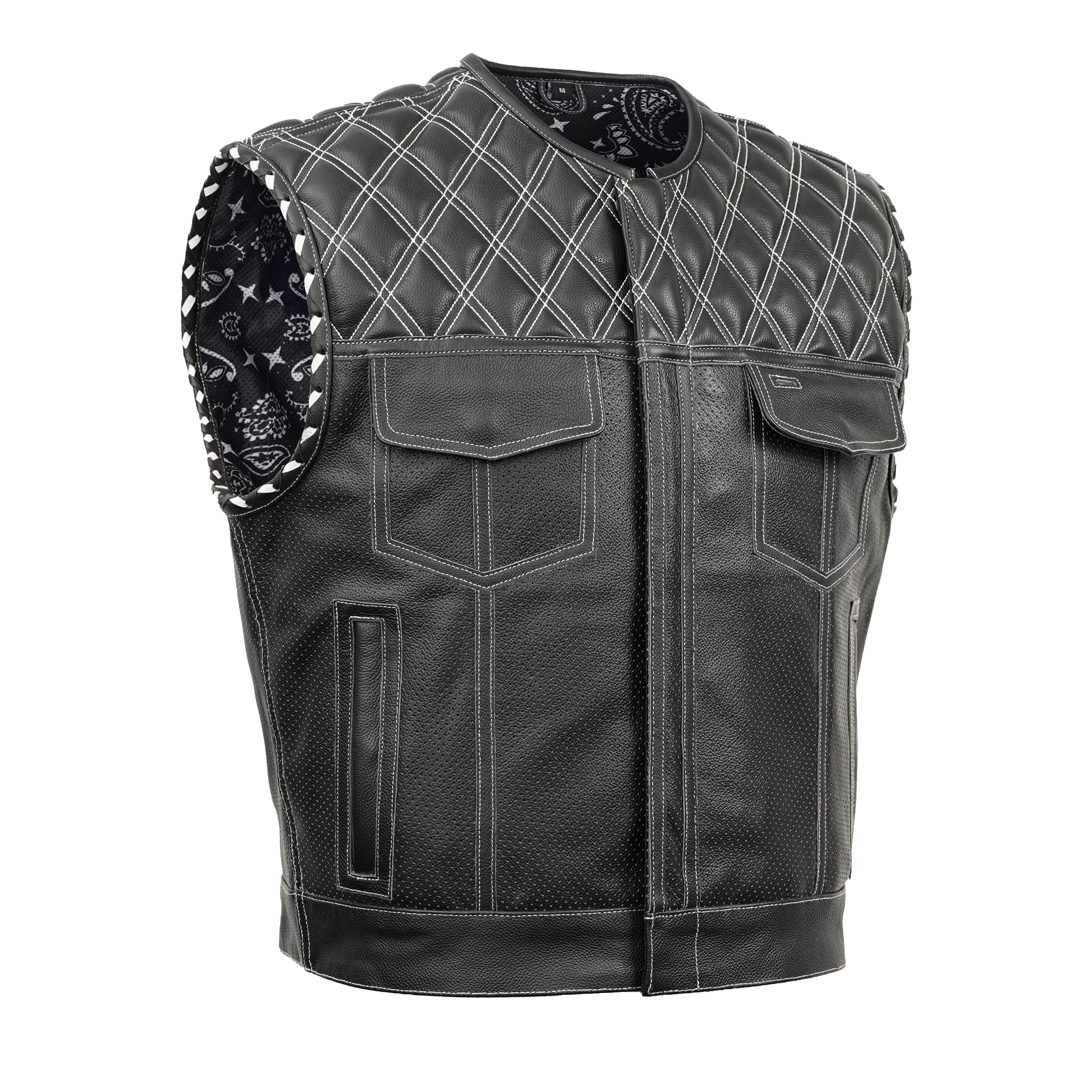 Hudson Lowcut Mens Leather Motorcycle Vest