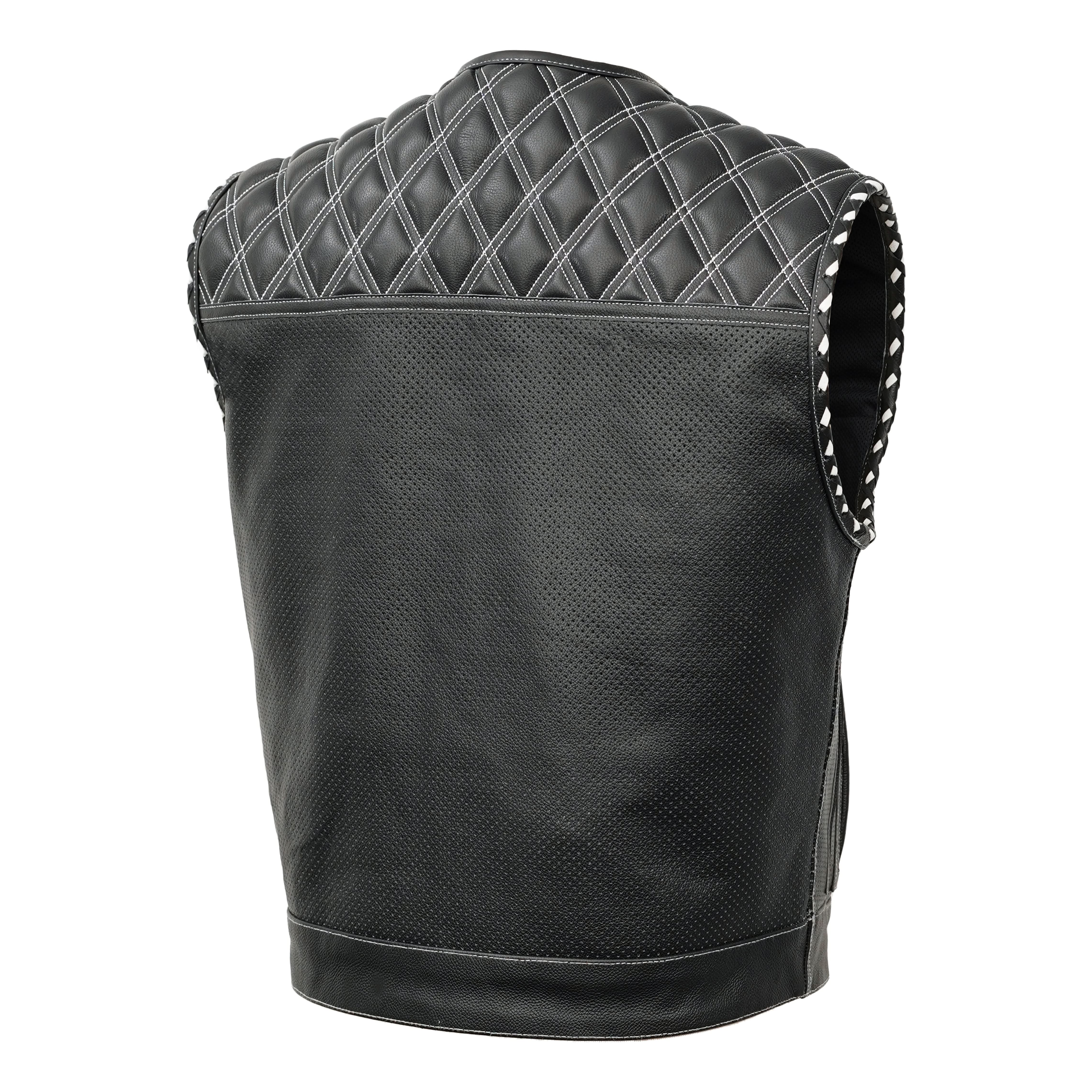 Hudson Lowcut Mens Leather Motorcycle Vest