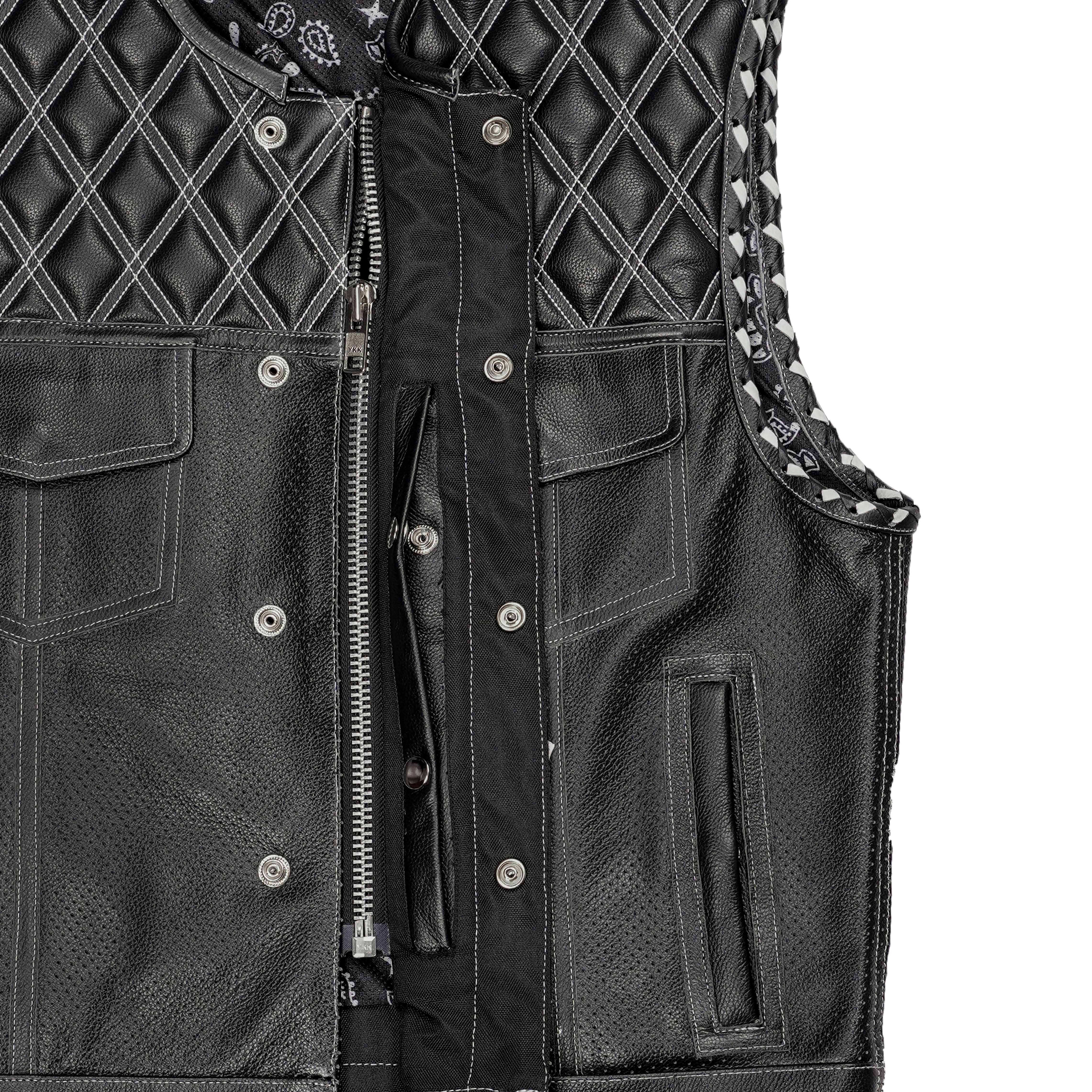 Hudson Lowcut Mens Leather Motorcycle Vest