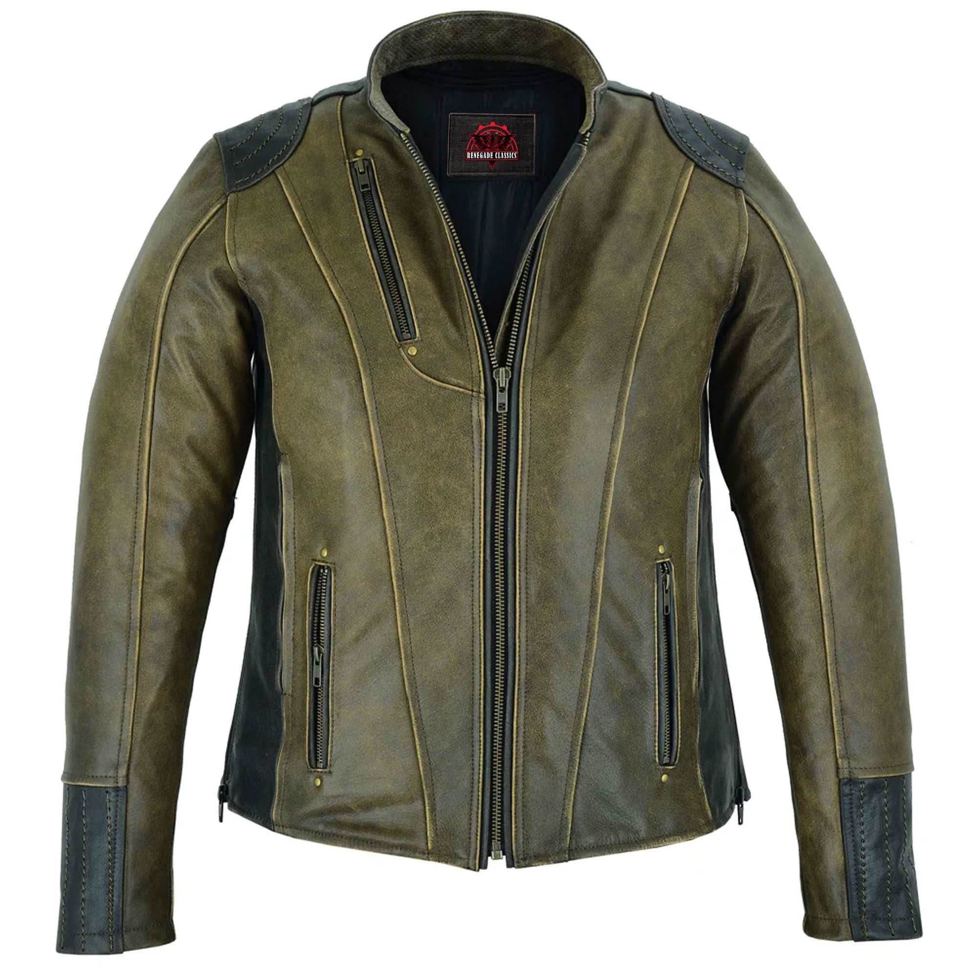 Spirit Rider™ Women's Vintage Brown Leather Motorcycle Jacket