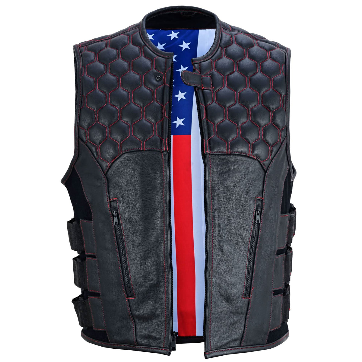 Star-Spangled Mens Motorcycle Leather Vest