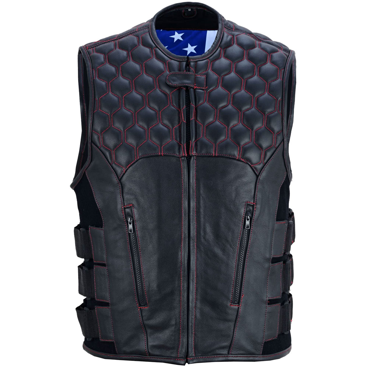 Star-Spangled Mens Motorcycle Leather Vest