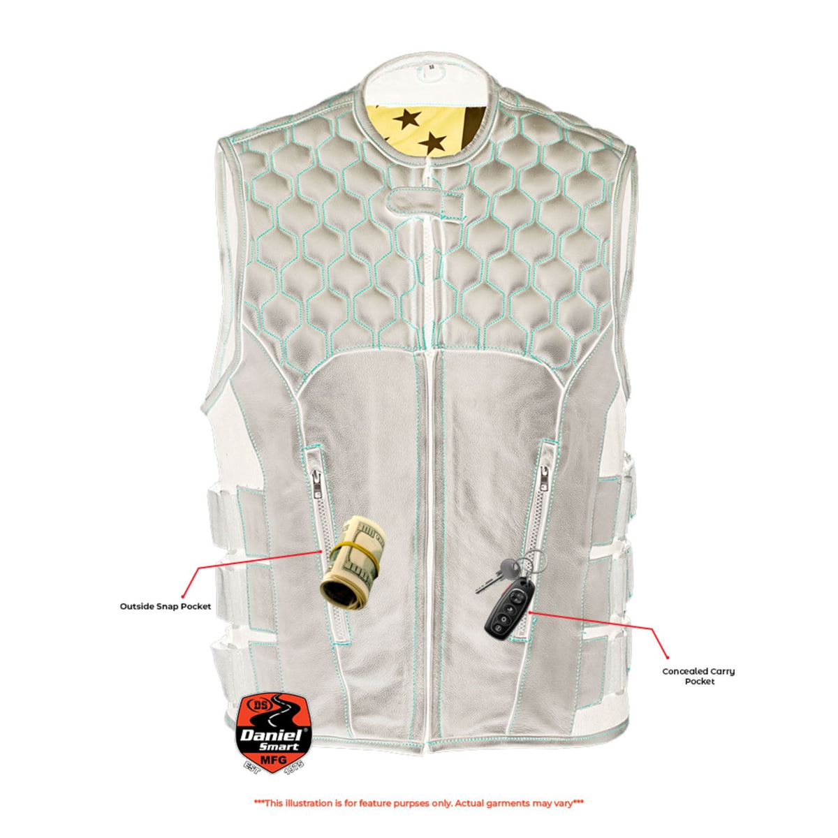 Star-Spangled Mens Motorcycle Leather Vest