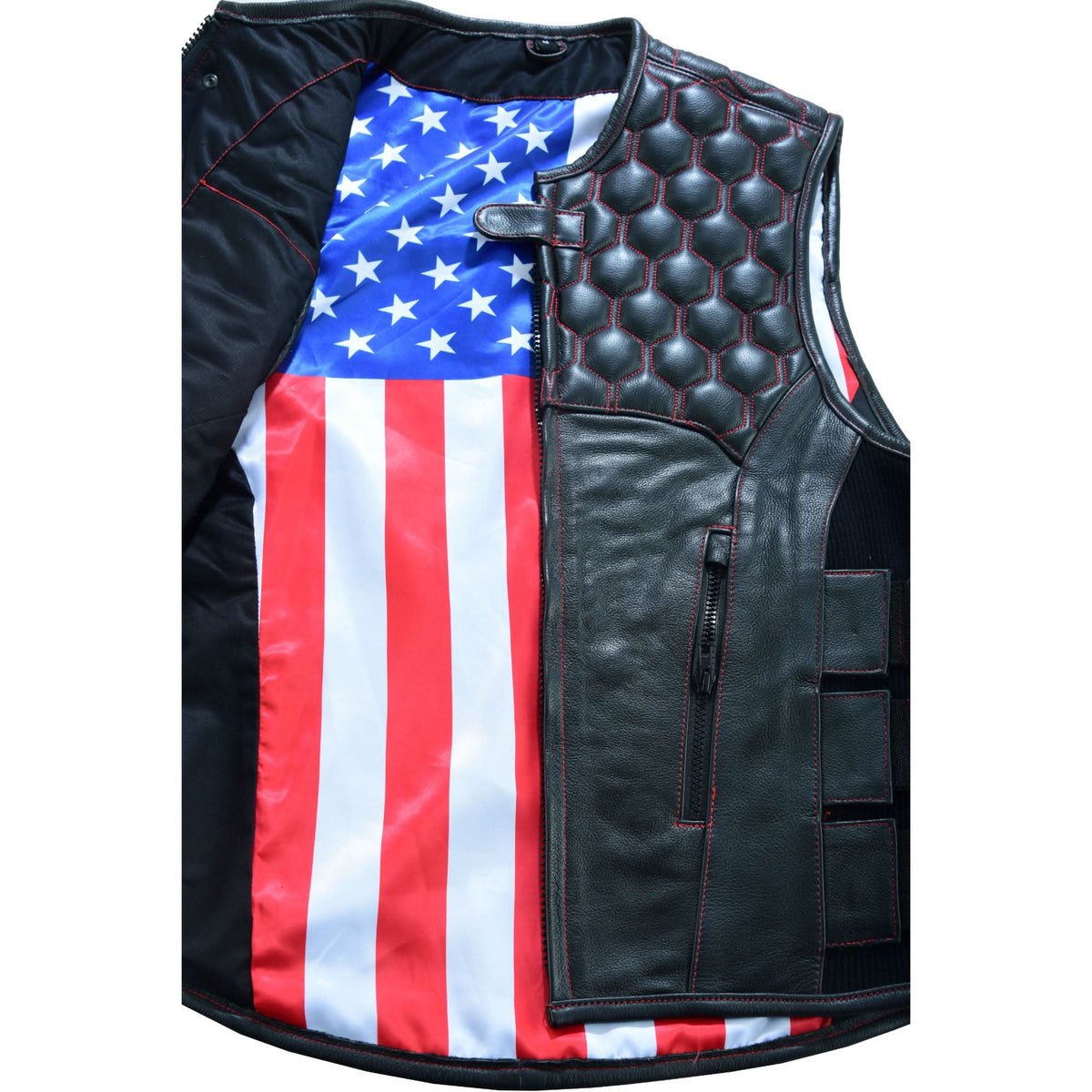 Star-Spangled Mens Motorcycle Leather Vest