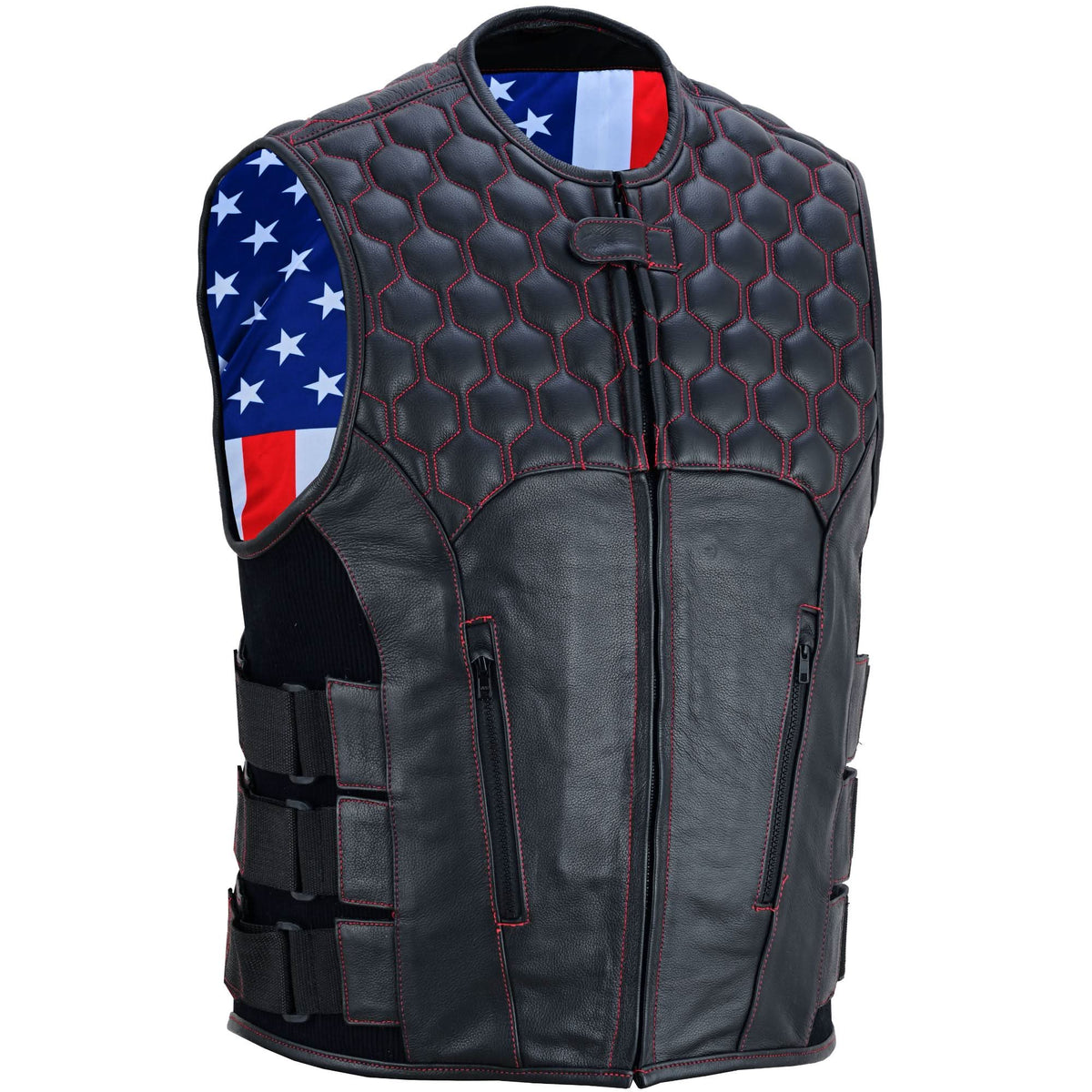 Star-Spangled Mens Motorcycle Leather Vest