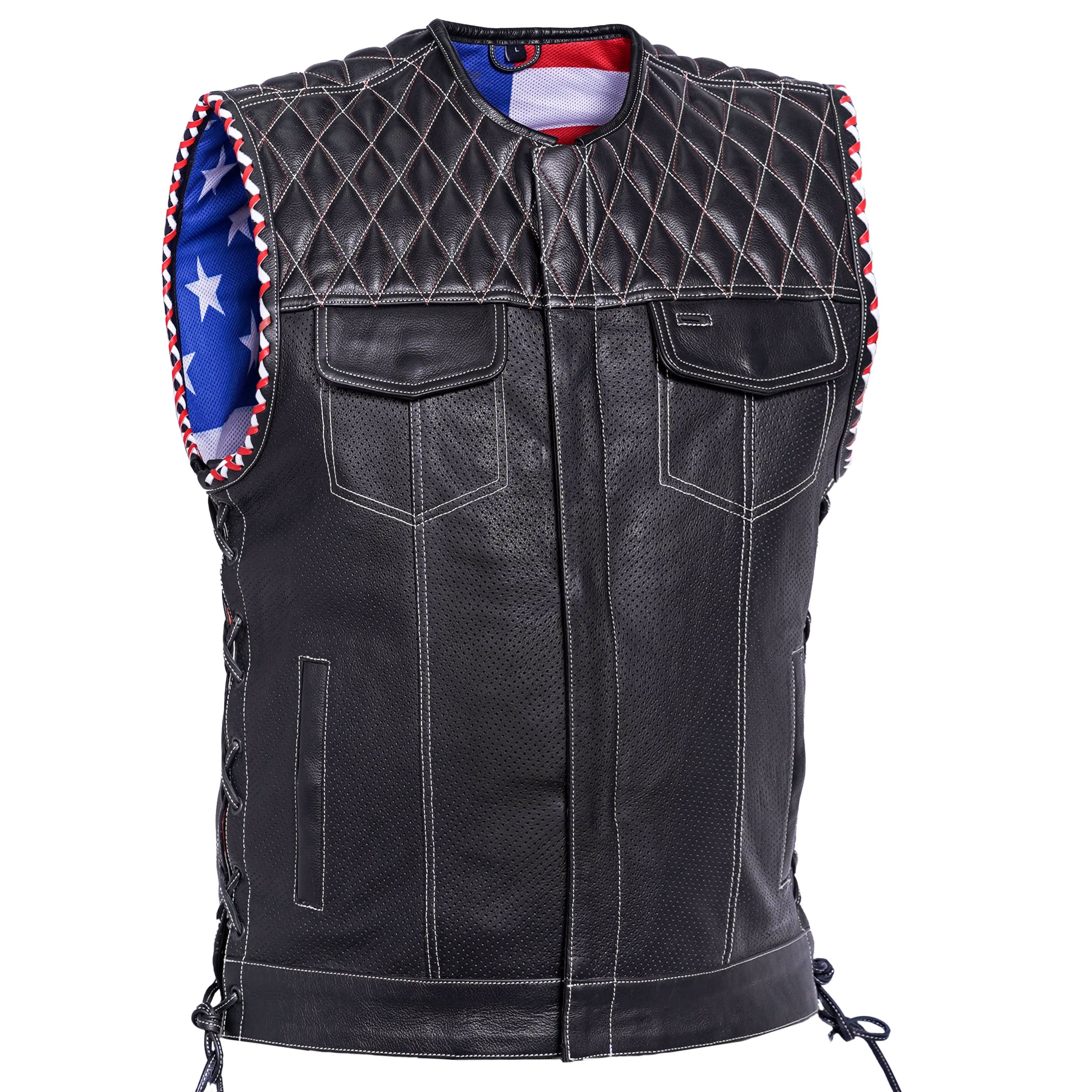 Throtlex Mens Leather Motorcycle Vest