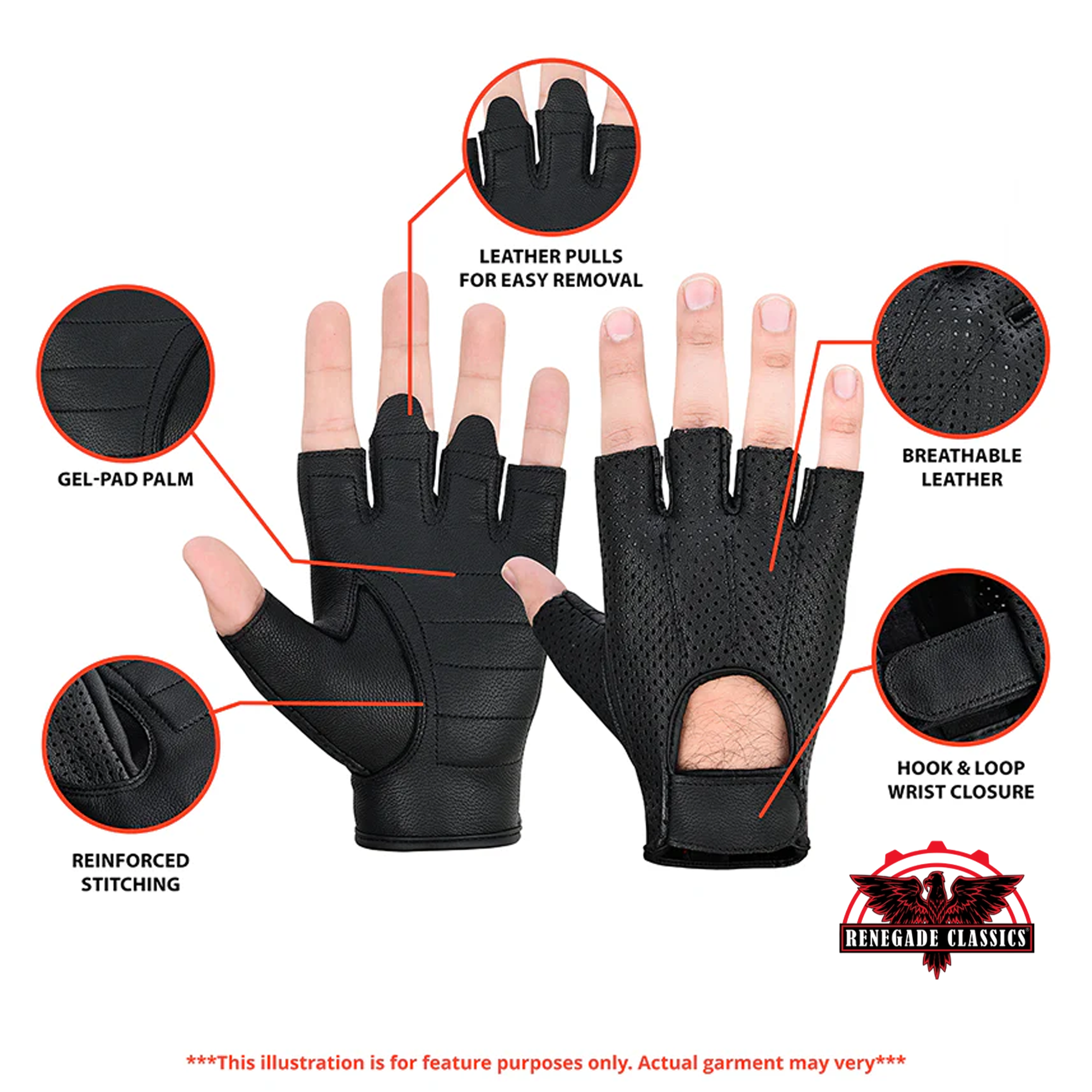 SwiftAir™ Men's  leather Fingerless gloves