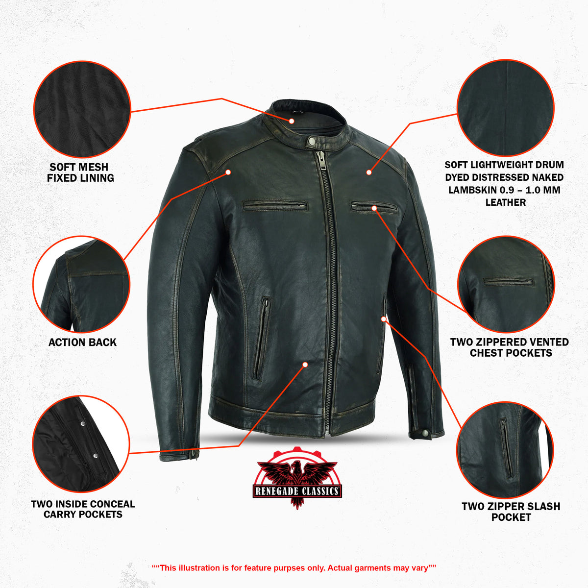 Terrain™ Men's Leather Motorcycle Jacket
