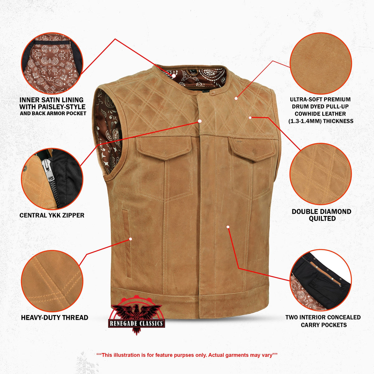 Rustic Rebel Lowcut Mens Leather Motorcycle Vest