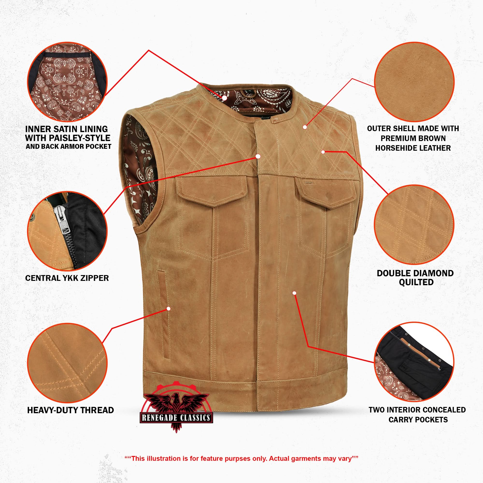 Rustic Rebel Lowcut Mens Leather Motorcycle Vest