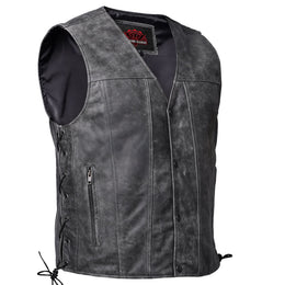 Tomstone Mens Leather Motorcycle Vest