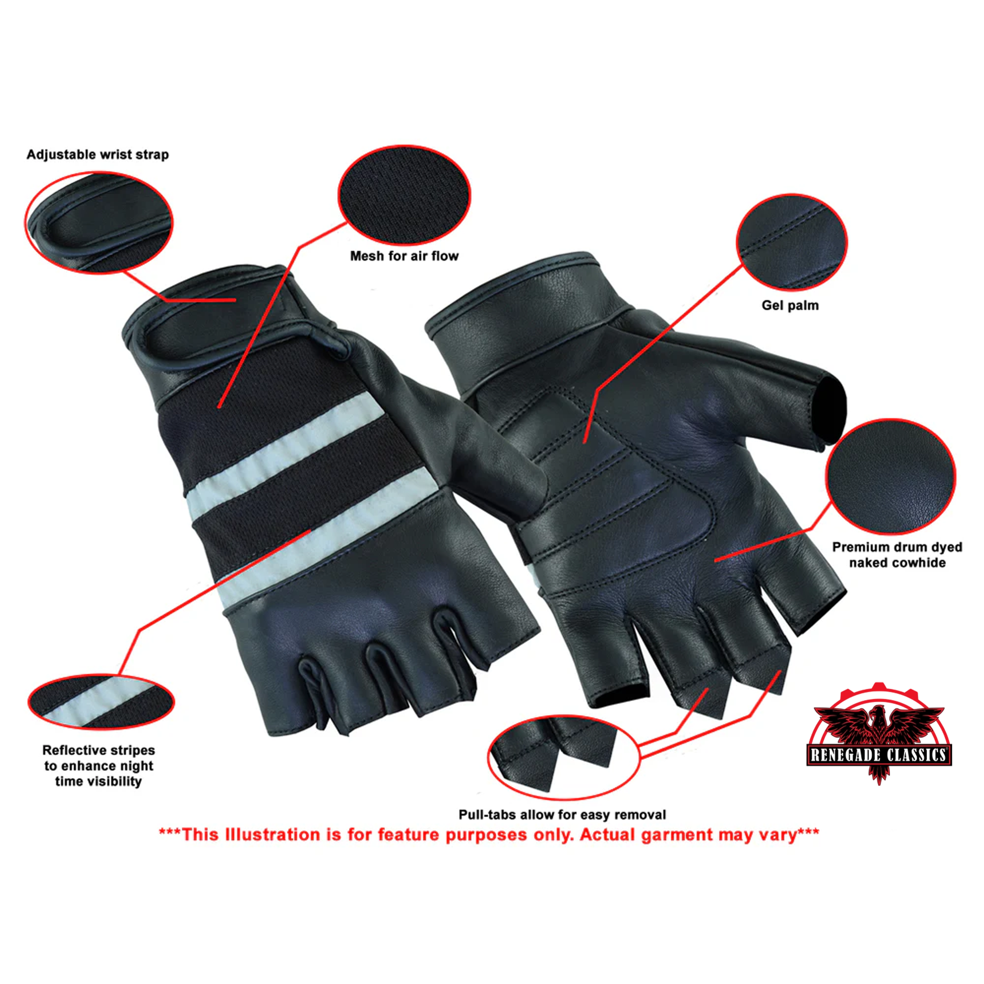 ToughGrip™  Men's  leather Fingerless gloves