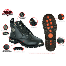TundraGrip Men's 6'' Leather Motorcycle Boots