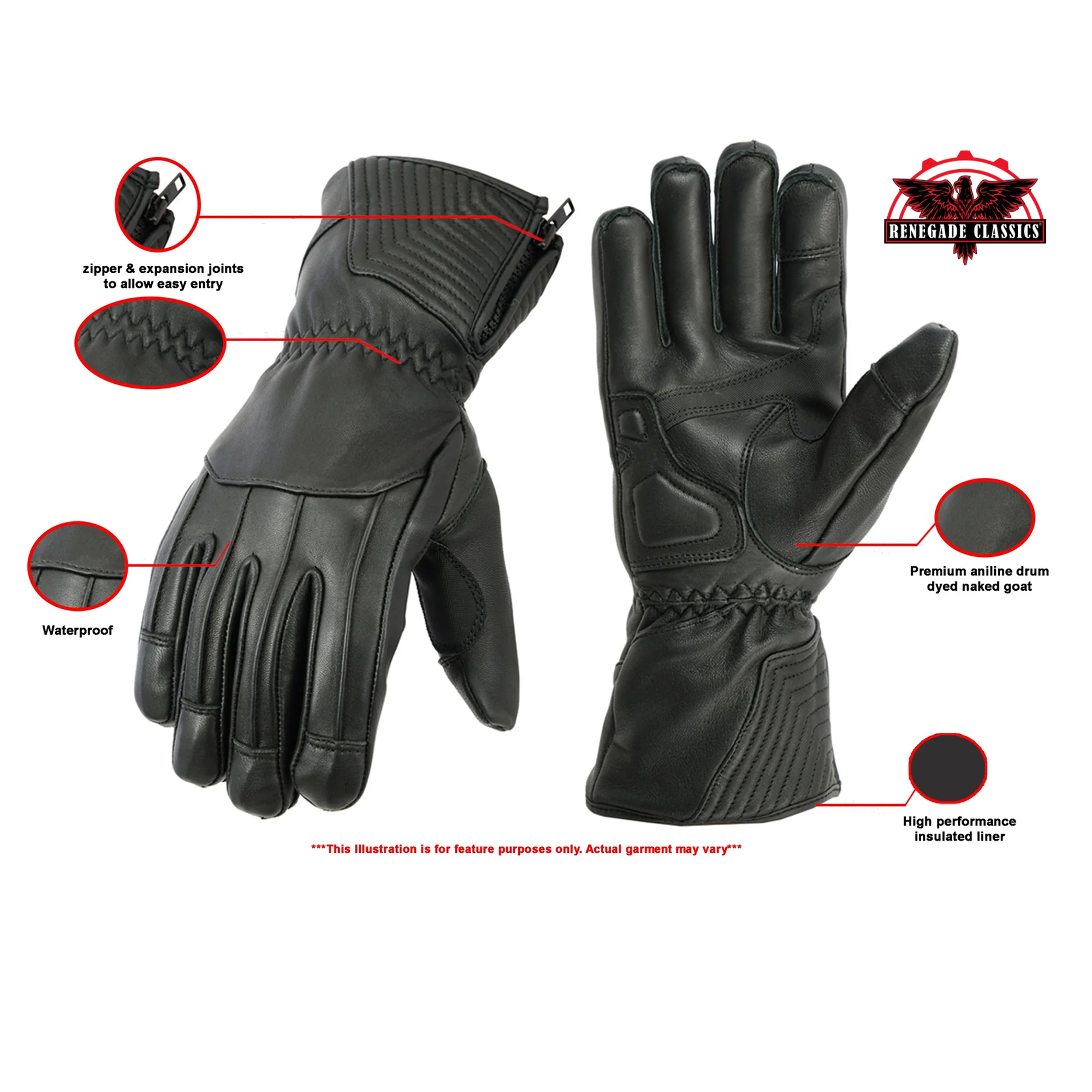 TurboRide™ Men's leather gauntlet gloves