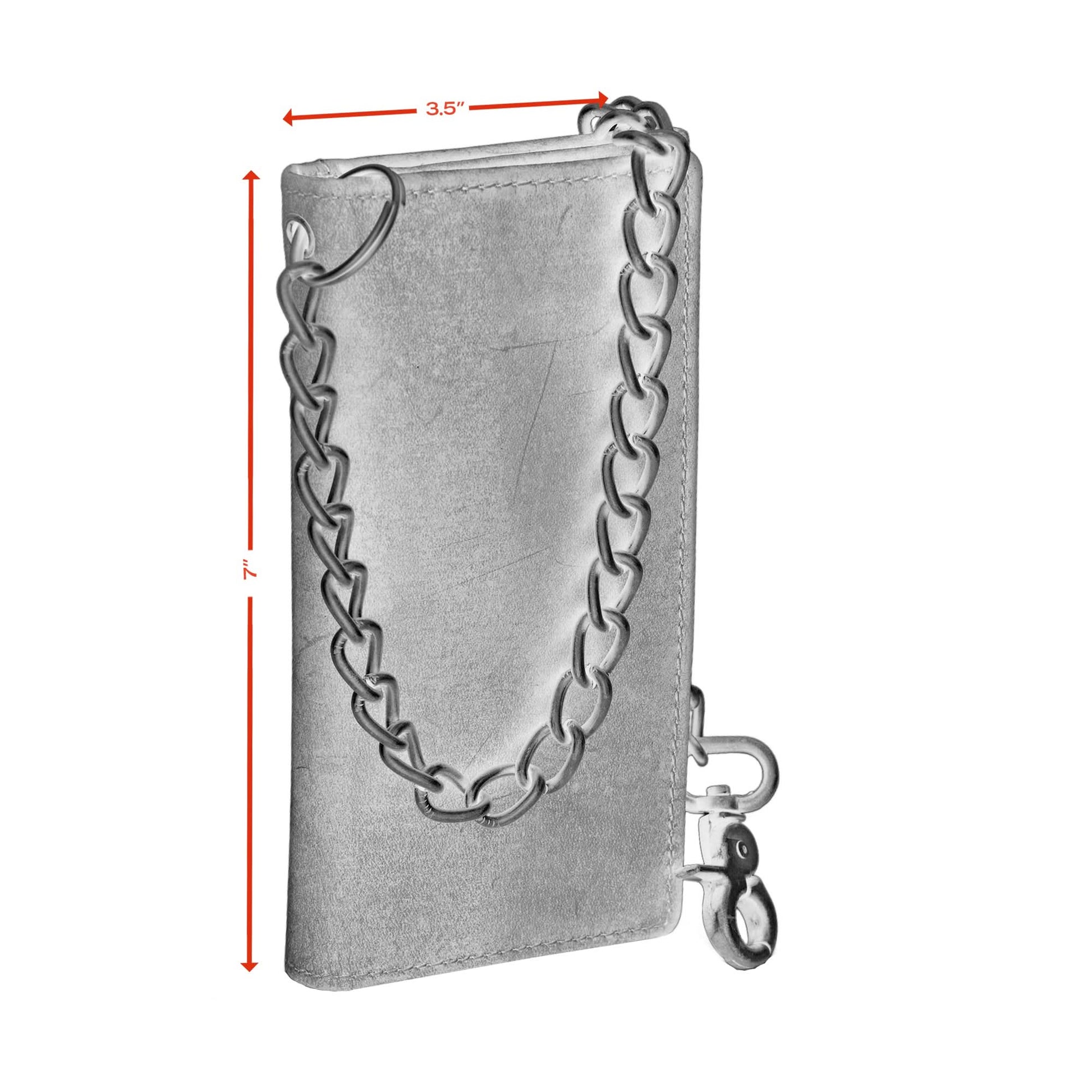 BWC234 BROWN LONG TRI-FOLD BIKER LEATHER CHAIN WALLET Wallet Chains/Key Leash Renegade Classics