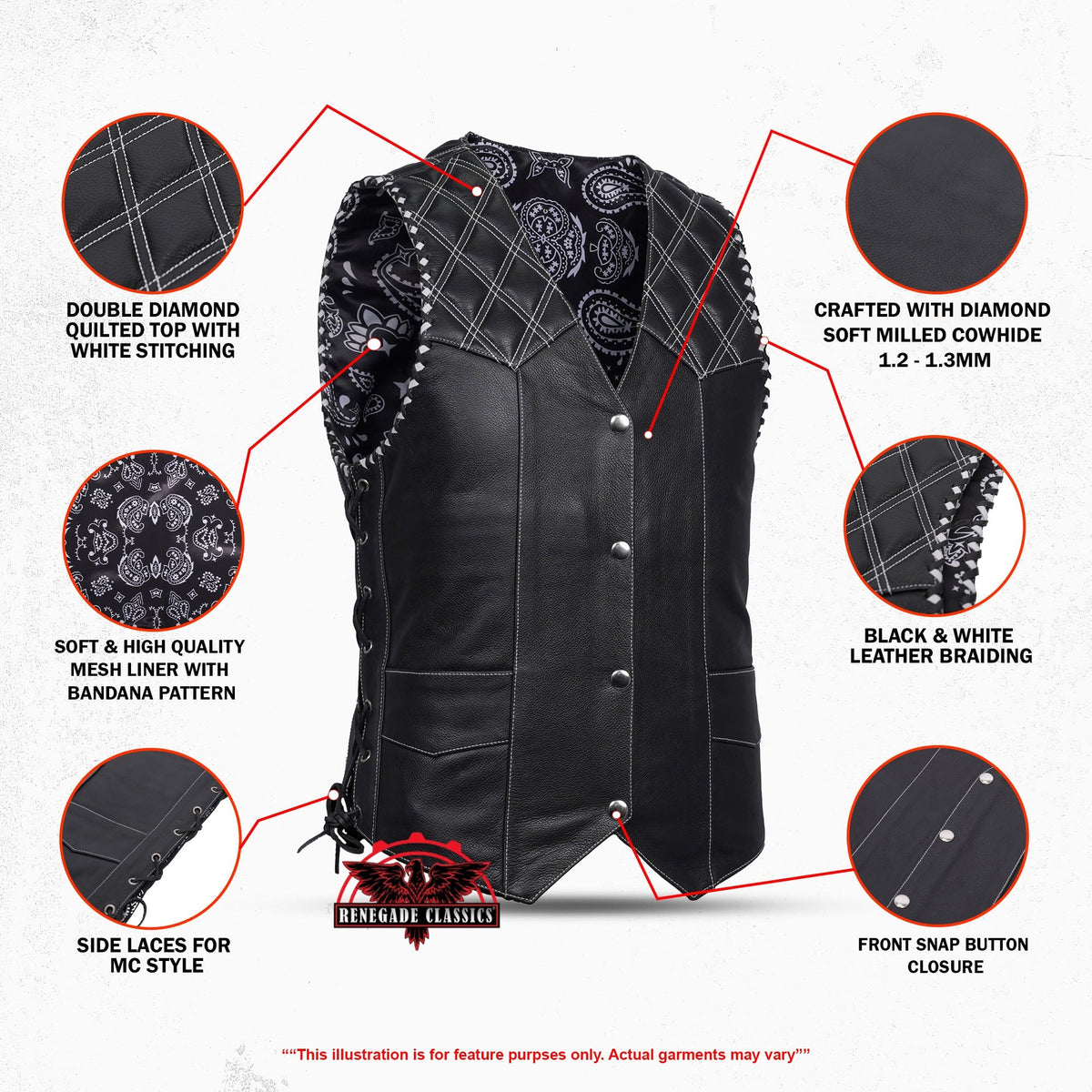 Velrik Mens Leather Motorcycle Vest