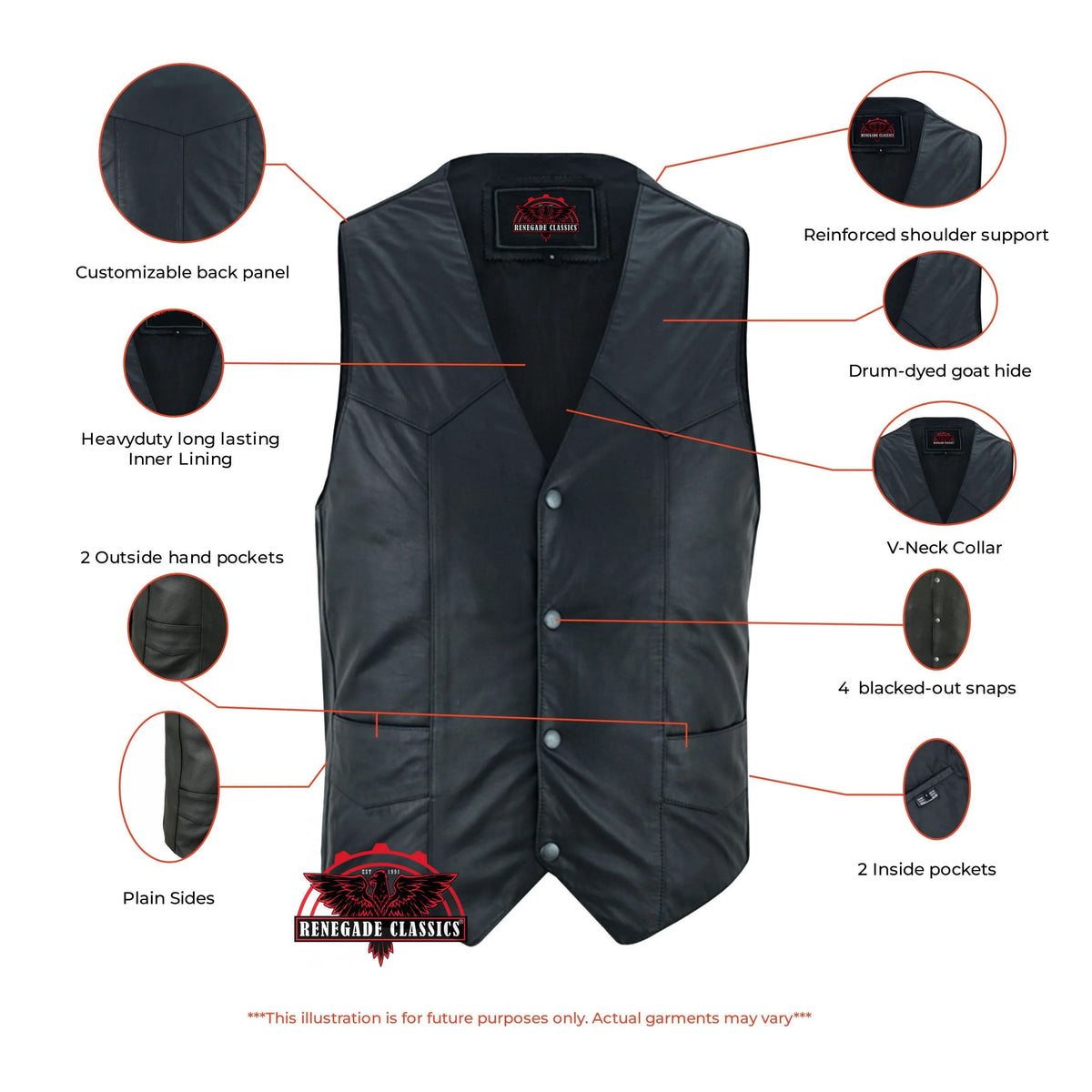 Vestige™ Mens Leather Motorcycle Vest