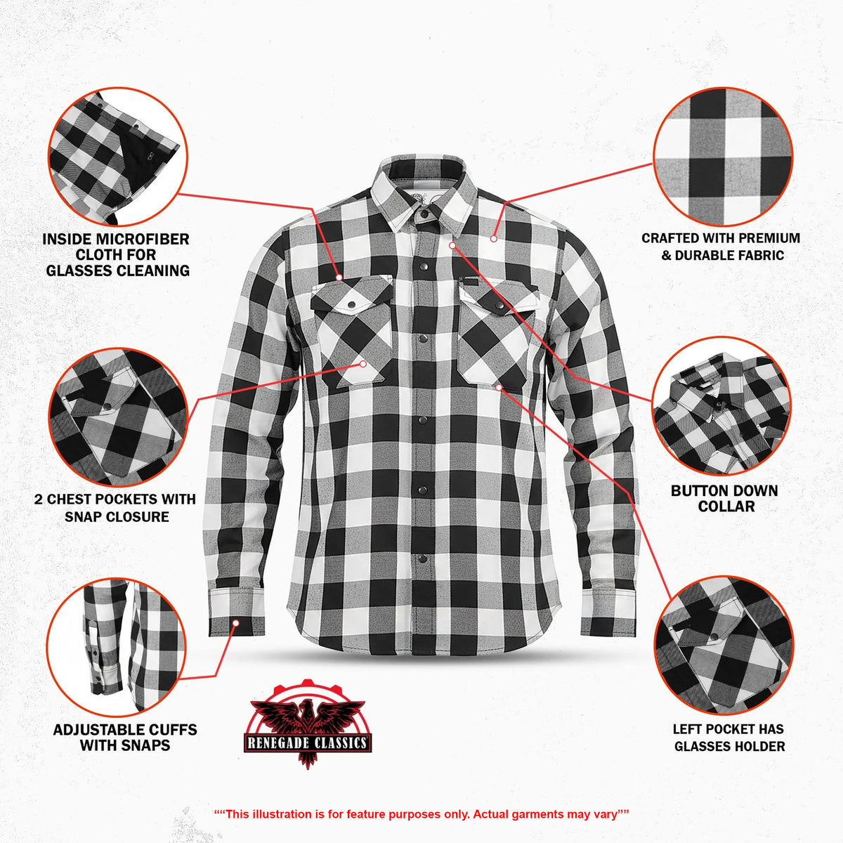 Stonepine Men's Motorcycle Flannel Shirt - Features