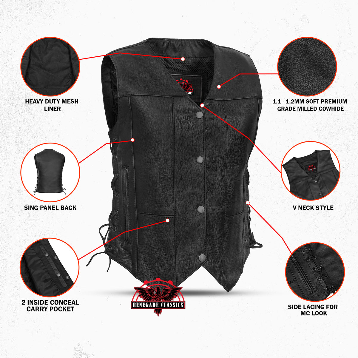 Wild Orchid™ Womens Leather Motorcycle Vest