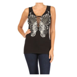 Women's BLACK Edgy Pistol Tank Top