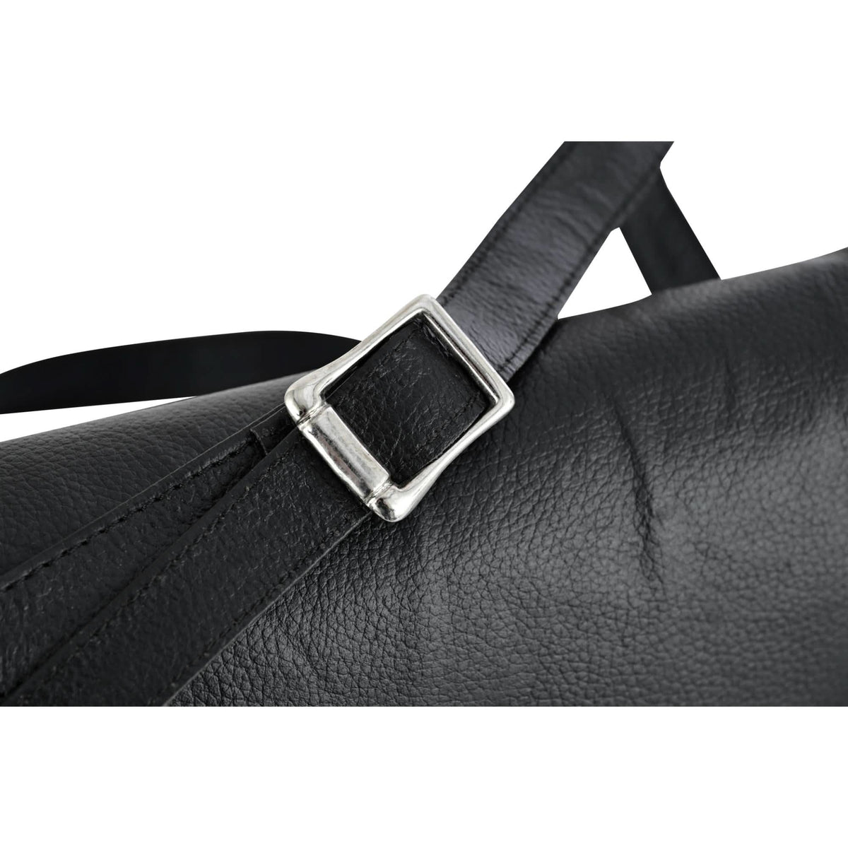 Women's Black Construction Leather Purse/Shoulder Bag