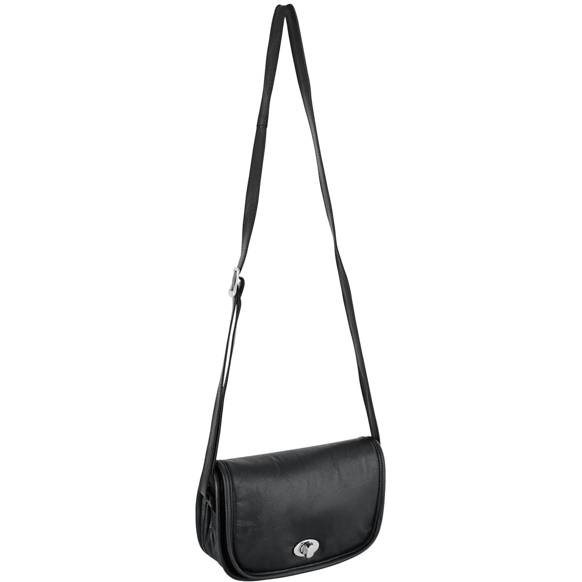 Women's Black Construction Leather Purse/Shoulder Bag