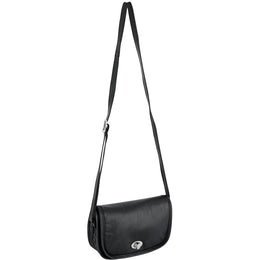 Women's Black Construction Leather Purse/Shoulder Bag
