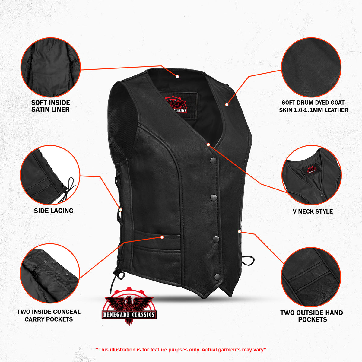 WooGirl™ Womens Leather Motorcycle Vest