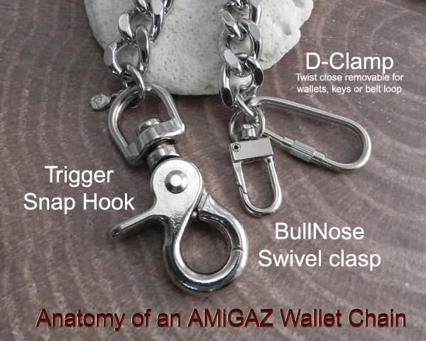 Cuban Leash Distressed Wallet Chain-Steel Stainless