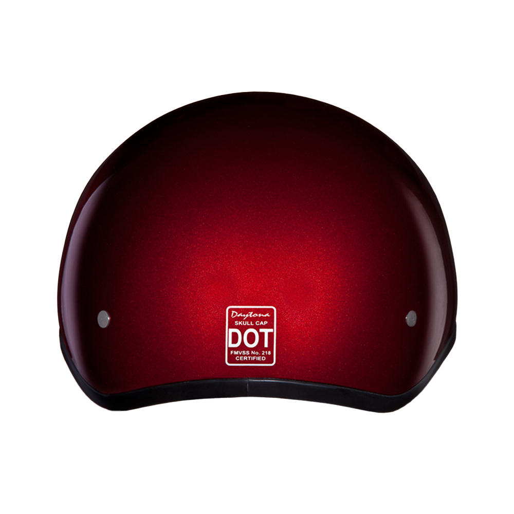 Daytona Skull Cap Half Helmet with Peak Visor, Black Cherry / S