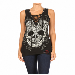 Women's BLACK Baroque Skull Graphic Top