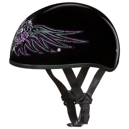 DOT Approved Daytona Motorcycle Half Face Helmet - Skull Cap Graphics for Men & Women, Scooters, ATVs, UTVs & Choppers - W/ Barbed Wire Heart