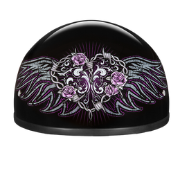 DOT Approved Daytona Motorcycle Half Face Helmet - Skull Cap Graphics for Men & Women, Scooters, ATVs, UTVs & Choppers - W/ Barbed Wire Heart