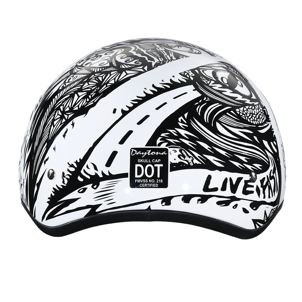 Daytona Skull Cap Live Fast Motorcycle Helmet, L