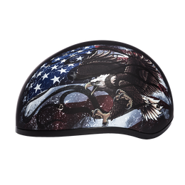 DOT Approved Daytona Motorcycle Half Face Helmet - Skull Cap Graphics for Men & Women, Scooters, ATVs, UTVs & Choppers - W/ USA