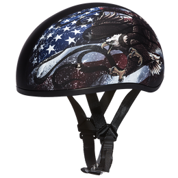 DOT Approved Daytona Motorcycle Half Face Helmet - Skull Cap Graphics for Men & Women, Scooters, ATVs, UTVs & Choppers - W/ USA