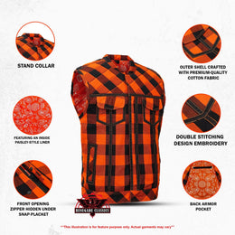 Rogue Inferno Mens Flannel Motorcycle Textile Vest