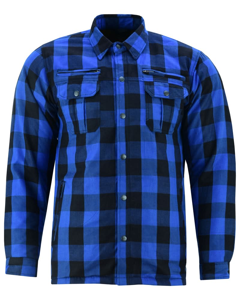 Lumberjack Men's Armored Motorcycle Flannel Shirt - Blue Flannel Renegade Classics