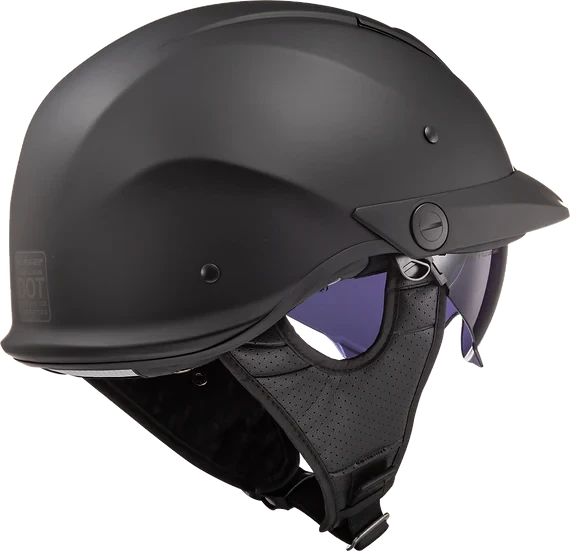 half helmet ls2 Rebellion Solid Half Motorcycle Helmet W/ SunShield Matte Black
