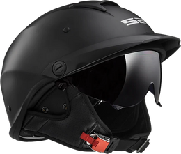 Rebellion Solid Half Motorcycle Helmet W/ SunShield Matte Black Helmets LS2 Helmets
