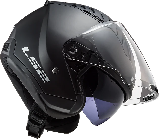 Copter Solid Open Face Motorcycle Helmet W/ SunShield Matte Black Helmets LS2 Helmets