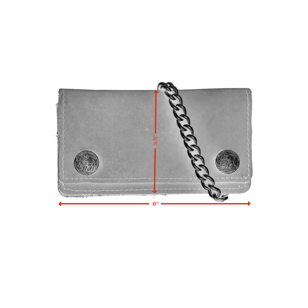 BWC231 Buffalo Nickel Snap Brown Leather Long Bi-Fold Biker Wallet Wallet Chains/Key Leash Renegade Classics