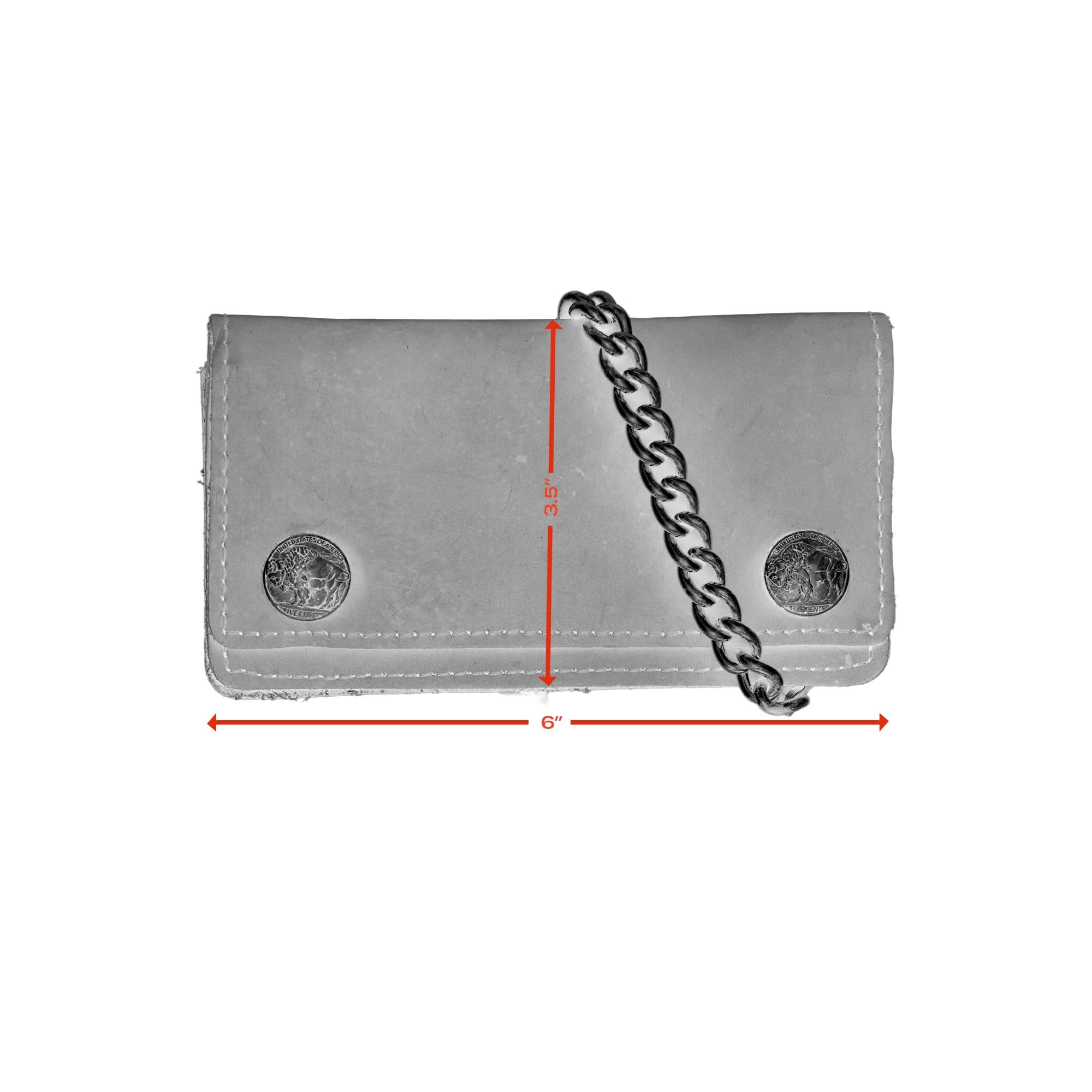 BWC231 Buffalo Nickel Snap Brown Leather Long Bi-Fold Biker Wallet Wallet Chains/Key Leash Renegade Classics