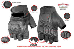 ForceGuard Men's leather Fingerless gloves Men's Fingerless Gloves Renegade Classics