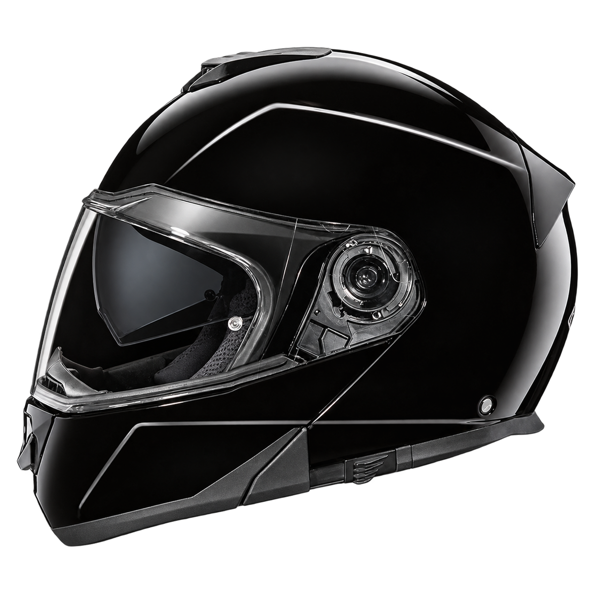 Daytona Glide Modular Motorcycle Helmet - DOT Approved, Bluetooth Ready, Dual Visor, Men/Women/Youth - Hi-Gloss Black