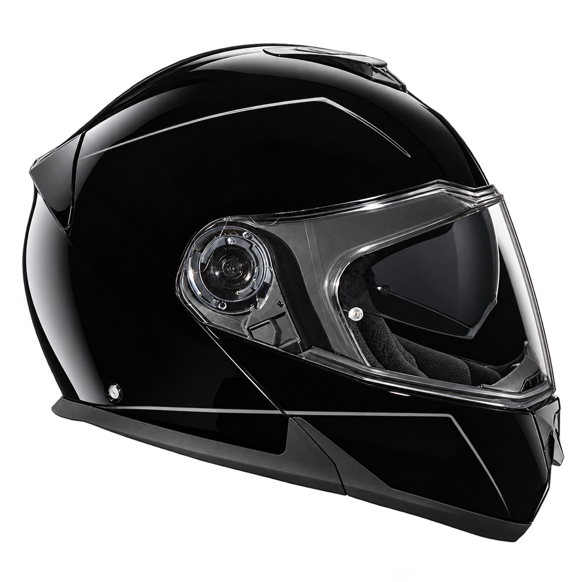 Daytona Glide Modular Motorcycle Helmet - DOT Approved, Bluetooth Ready, Dual Visor, Men/Women/Youth - Hi-Gloss Black