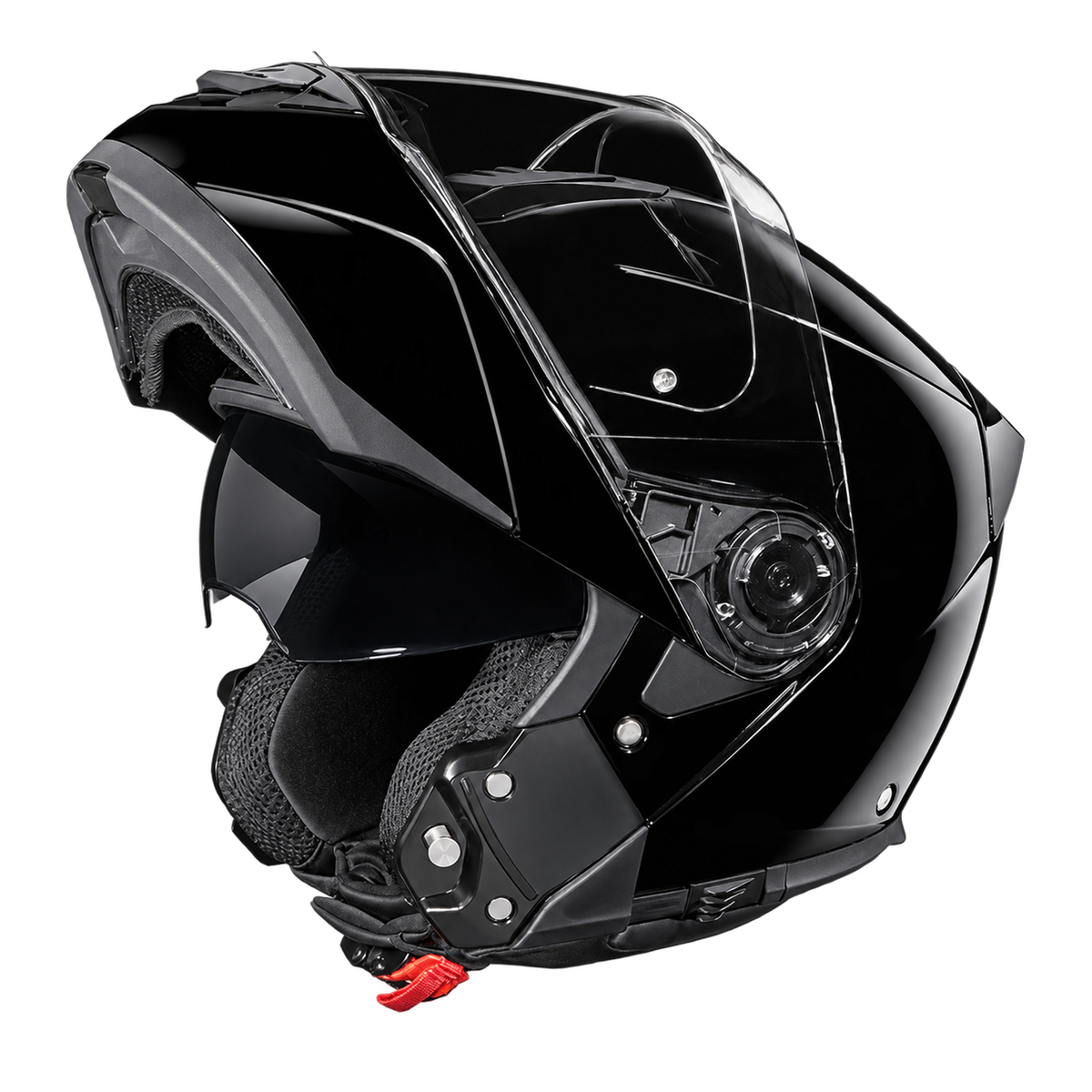 Daytona Glide Modular Motorcycle Helmet - DOT Approved, Bluetooth Ready, Dual Visor, Men/Women/Youth - Hi-Gloss Black