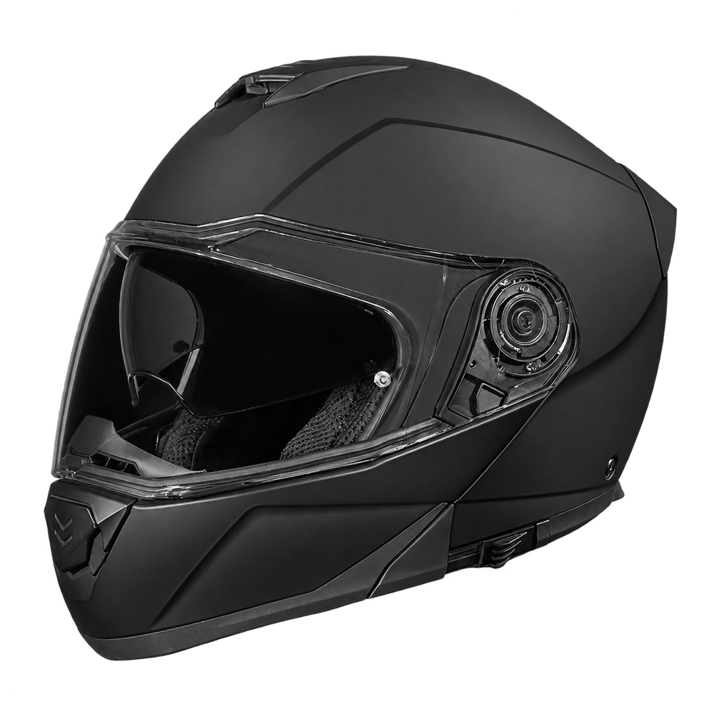 Daytona Glide Modular Motorcycle Helmet - DOT Approved, Bluetooth Ready, Dual Visor, Men/Women/Youth - Dull Black