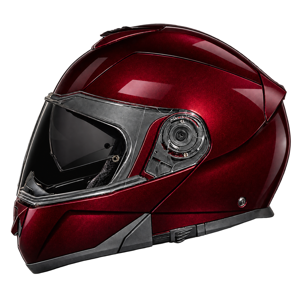 Daytona Glide Modular Motorcycle Helmet - DOT Approved, Bluetooth Ready, Dual Visor, Men/Women/Youth - Black Cherry
